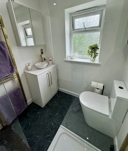 Contemporary bathroom suite with modern fittings